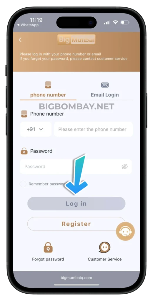 bigbombay-login-page
